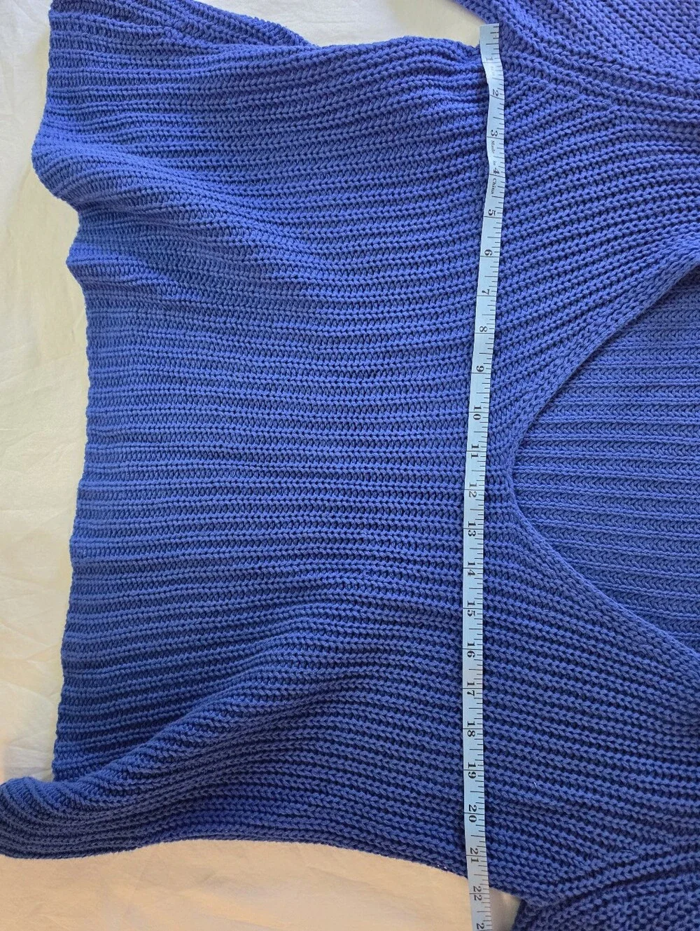 Free People Cobalt Blue Sweetheart Chunky Ribbed V-Neck Sweater M Oversized